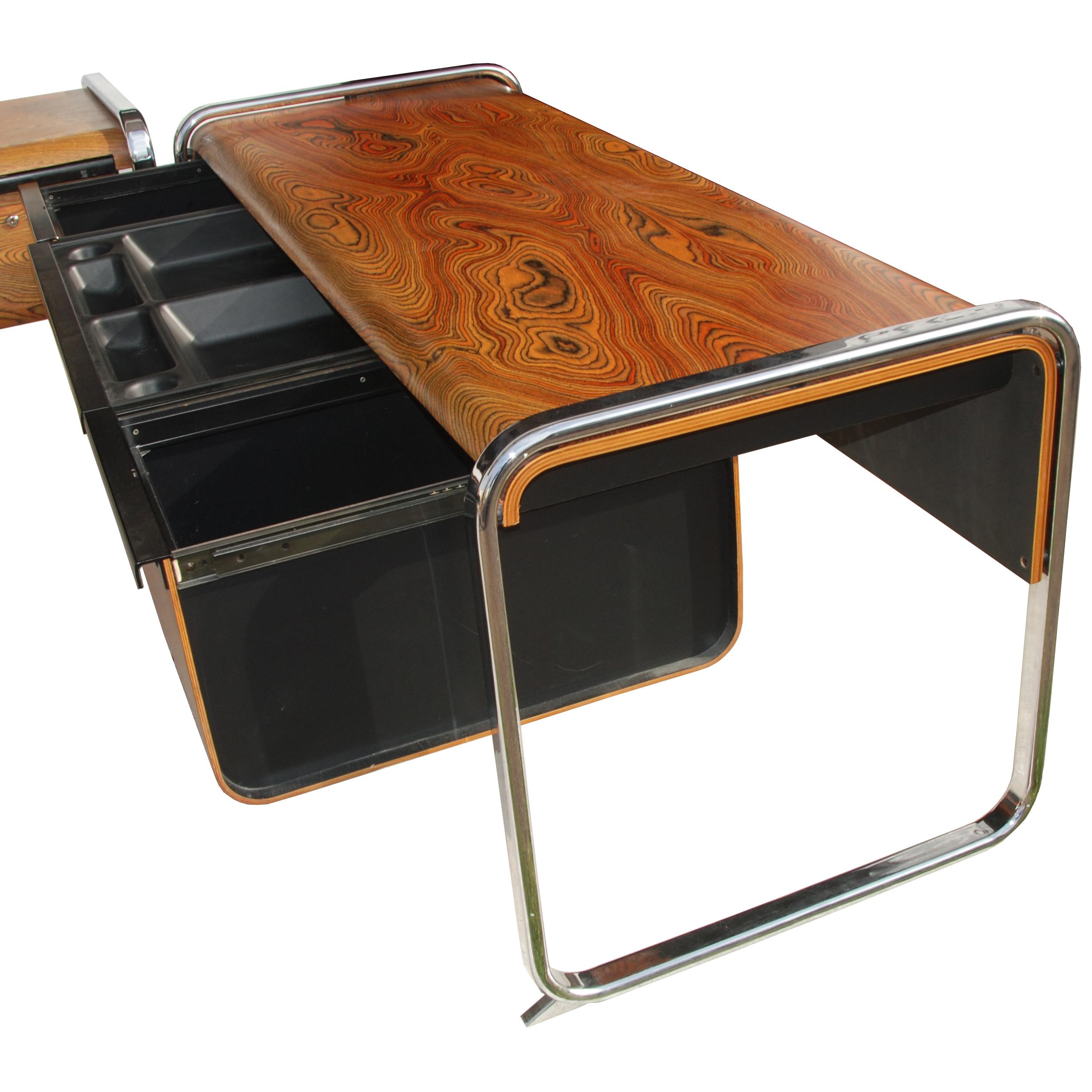 Mid-Century Modern Peter Protzmann Zebra Wood and Chrome Desk for Herman Miller