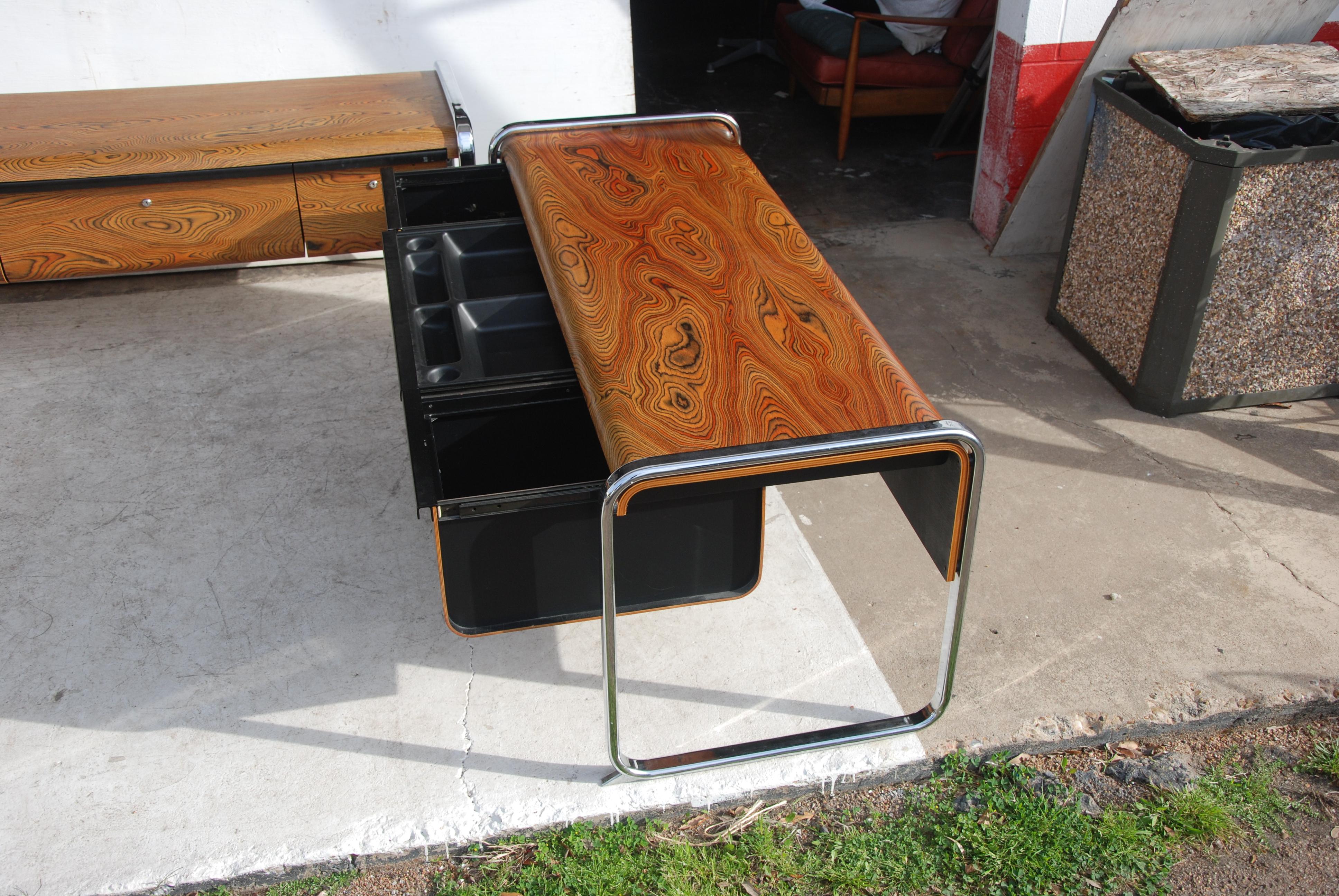 American Peter Protzmann Zebra Wood and Chrome Desk for Herman Miller