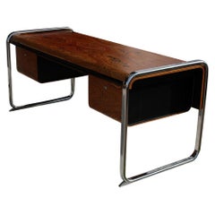 Vintage Peter Protzmann Zebra Wood and Chrome Desk for Herman Miller