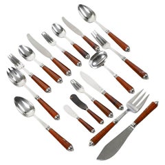 PETER & RAVINET D’ENFERT - 101 Piece solid SILVER CUTLERY SET & BLOODJASPER HAND