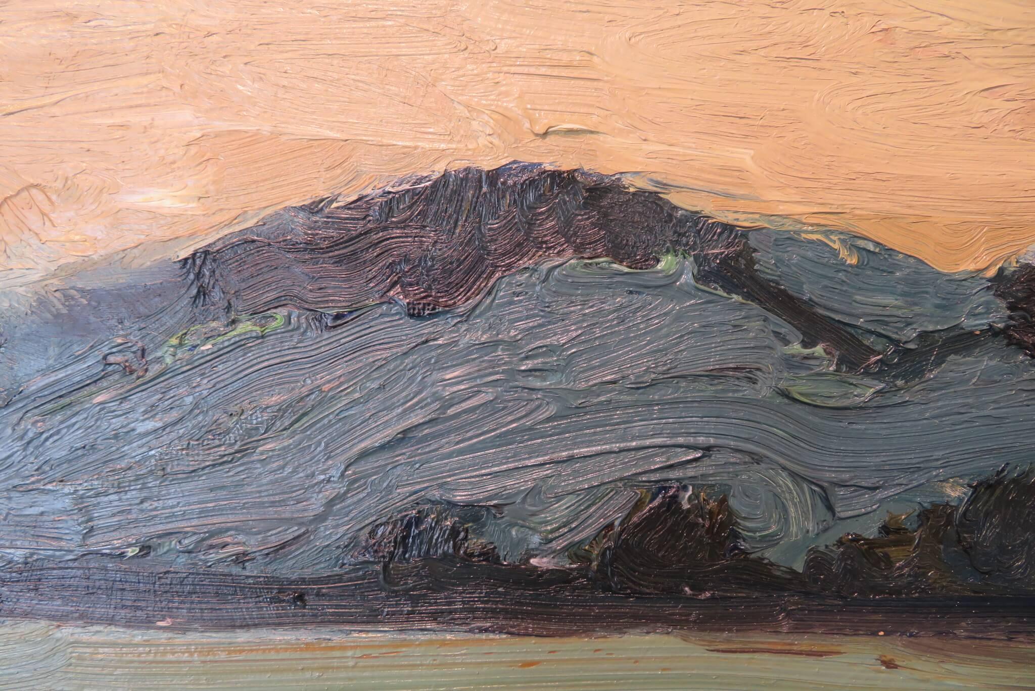Pintura al óleo original al empaste grueso de los años 70 RIVER TAVY EVENING DEVON por Peter Reid en venta 3