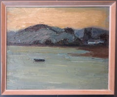 Peinture à l'huile originale des années 70 RIVER TAVY EVENING DEVON par Peters Reid
