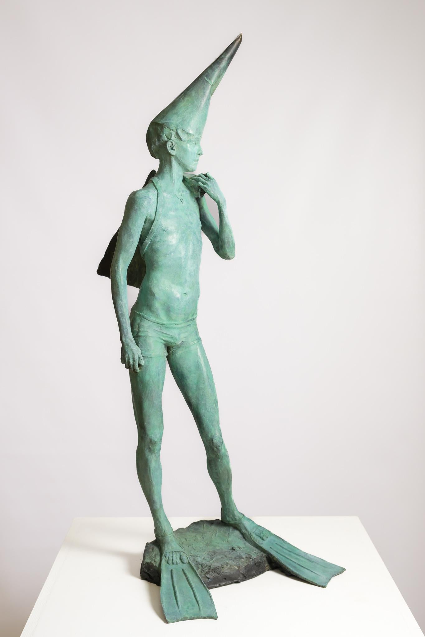 Peter Reuterberg Figurative Sculpture - Sharkboy M (Ed. of 8)- 21st Century, Figurative, Contemporary, Bronze, Sculpture