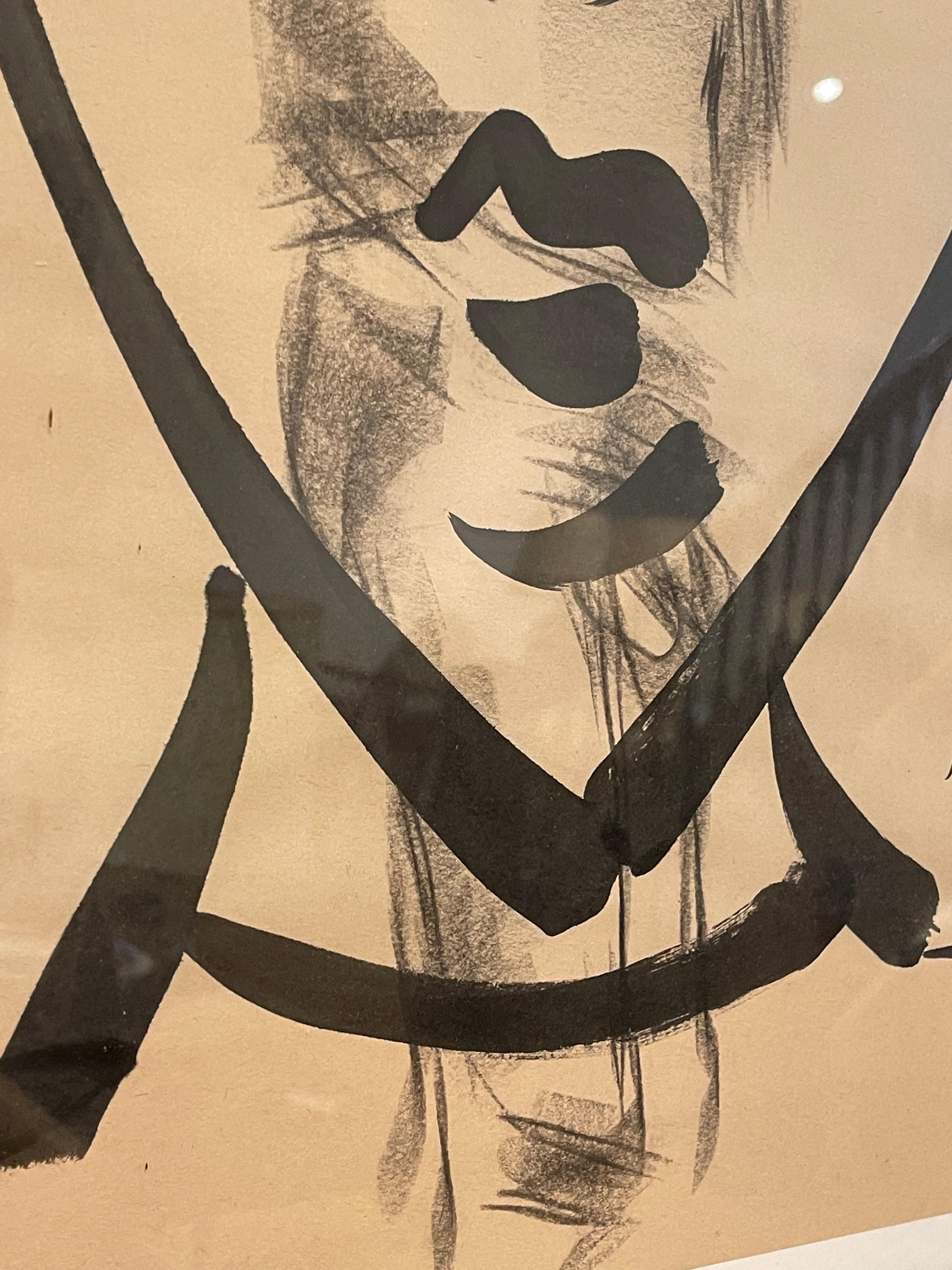 Peter Robert Keil Framed Ink & Charcoal on Paper 1975 Portrait on Nude 1