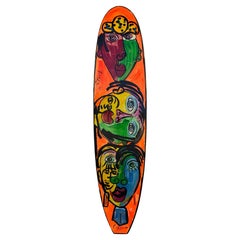 Large Expressionist Portraits On Surfboard