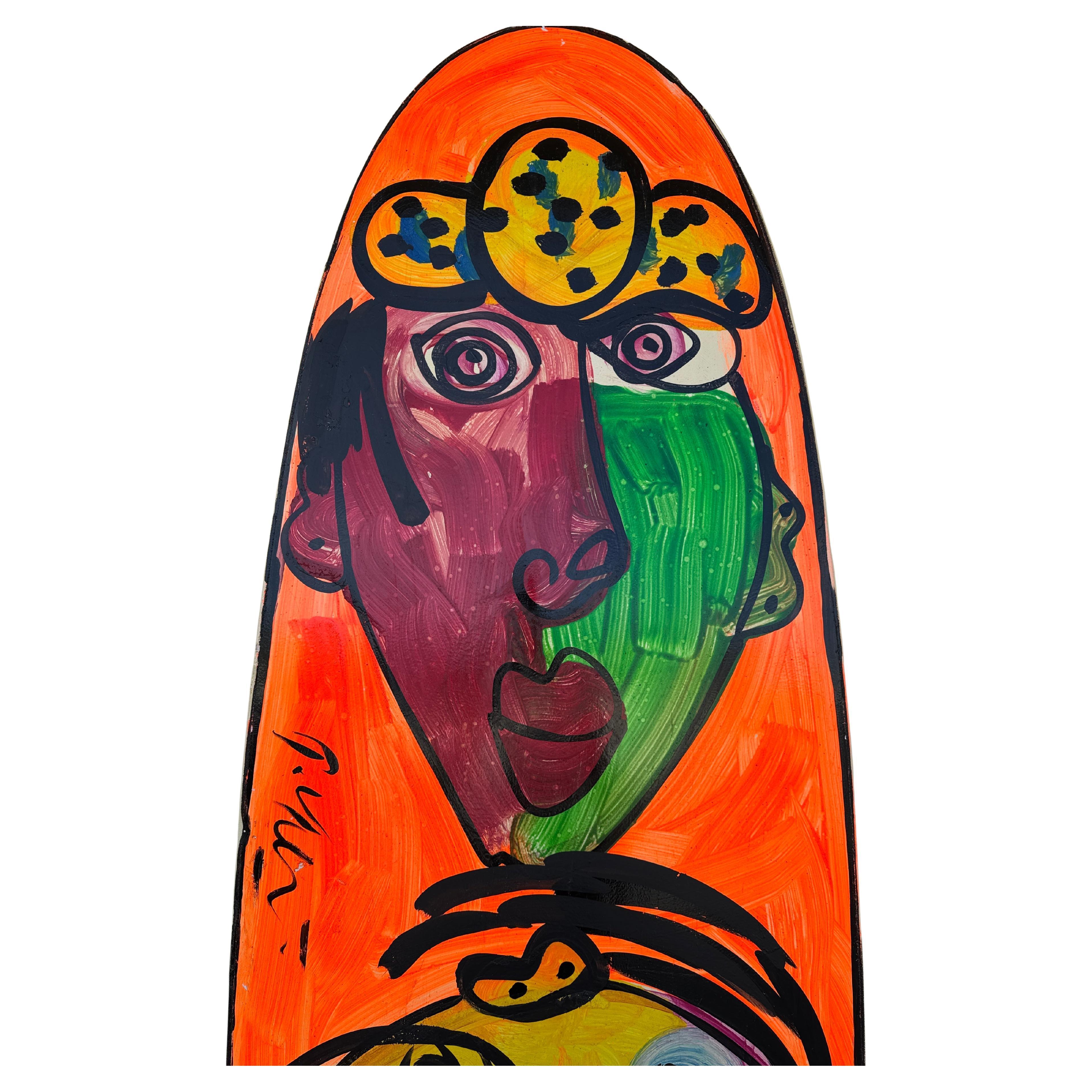 Ritratti espressionisti su tavola da surf - Painting Espressionista di Peter Robert Keil