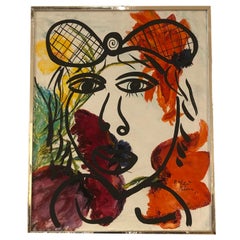 "Paloma 1972" by Peter Keil Colorful Abstract Figurative Portrait Painting 