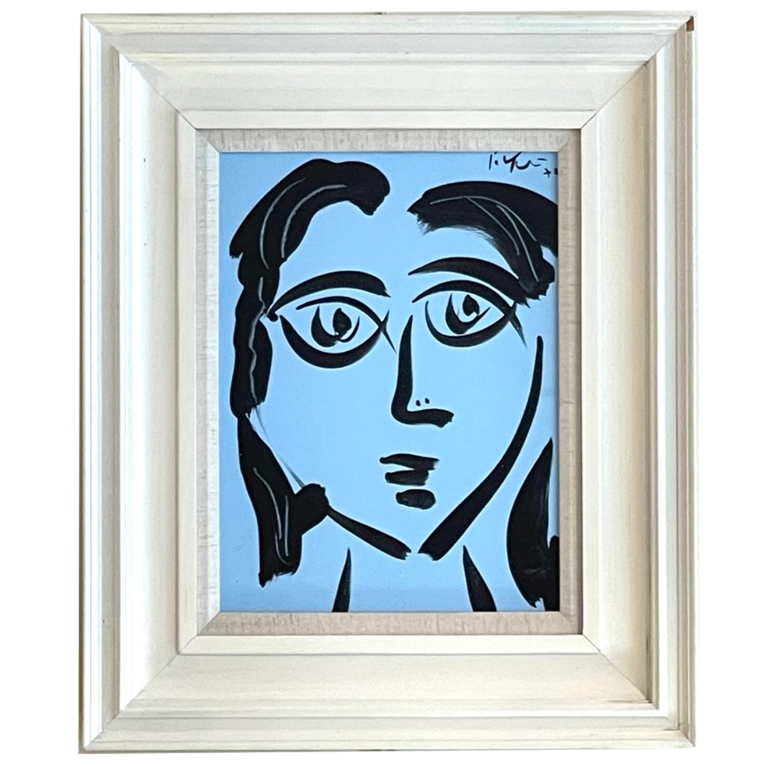 Peter Robert Keil Framed Woman in Blue Painting on Board 1972