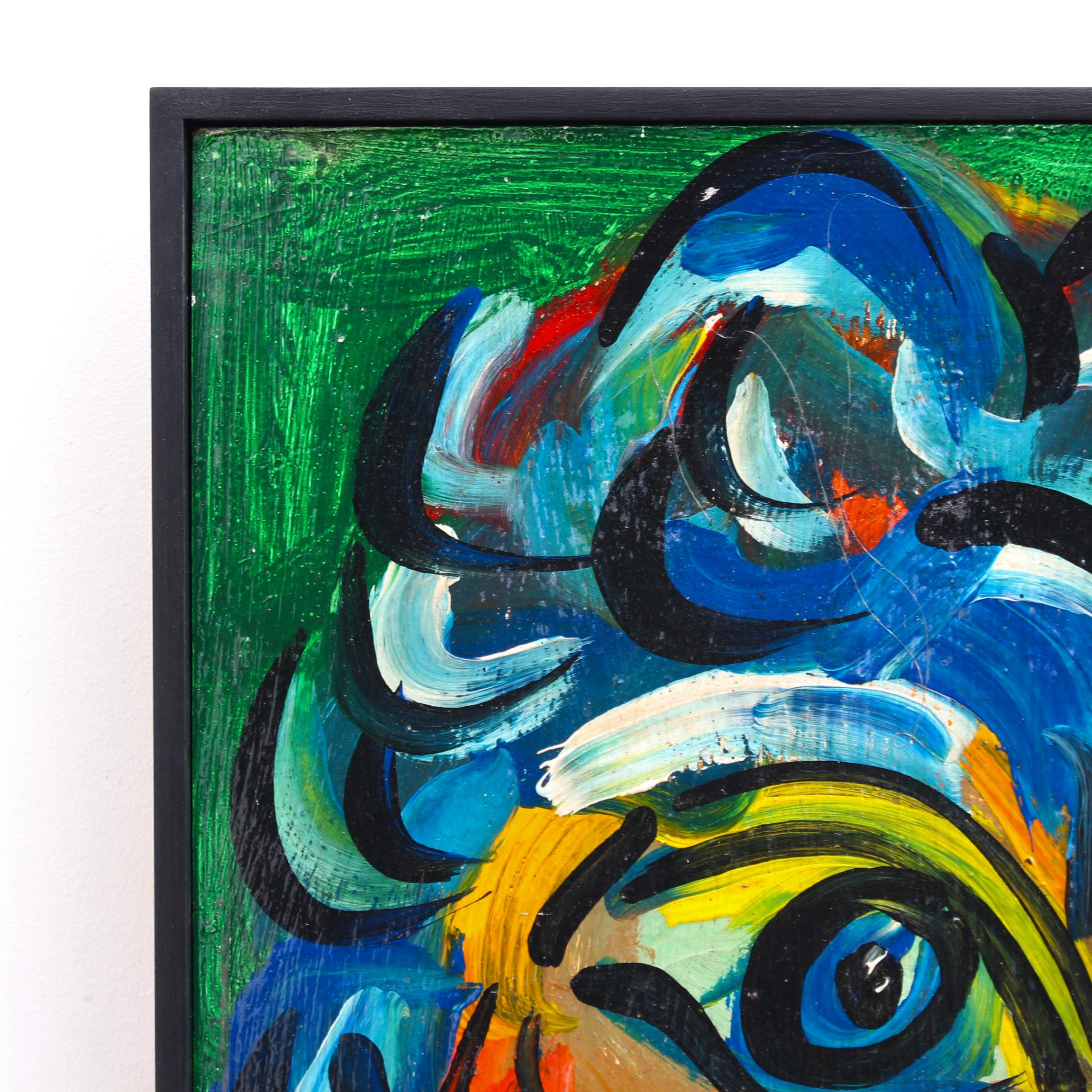 Ritratto di donna sorridente - Abstract Painting Blu di Peter Robert Keil