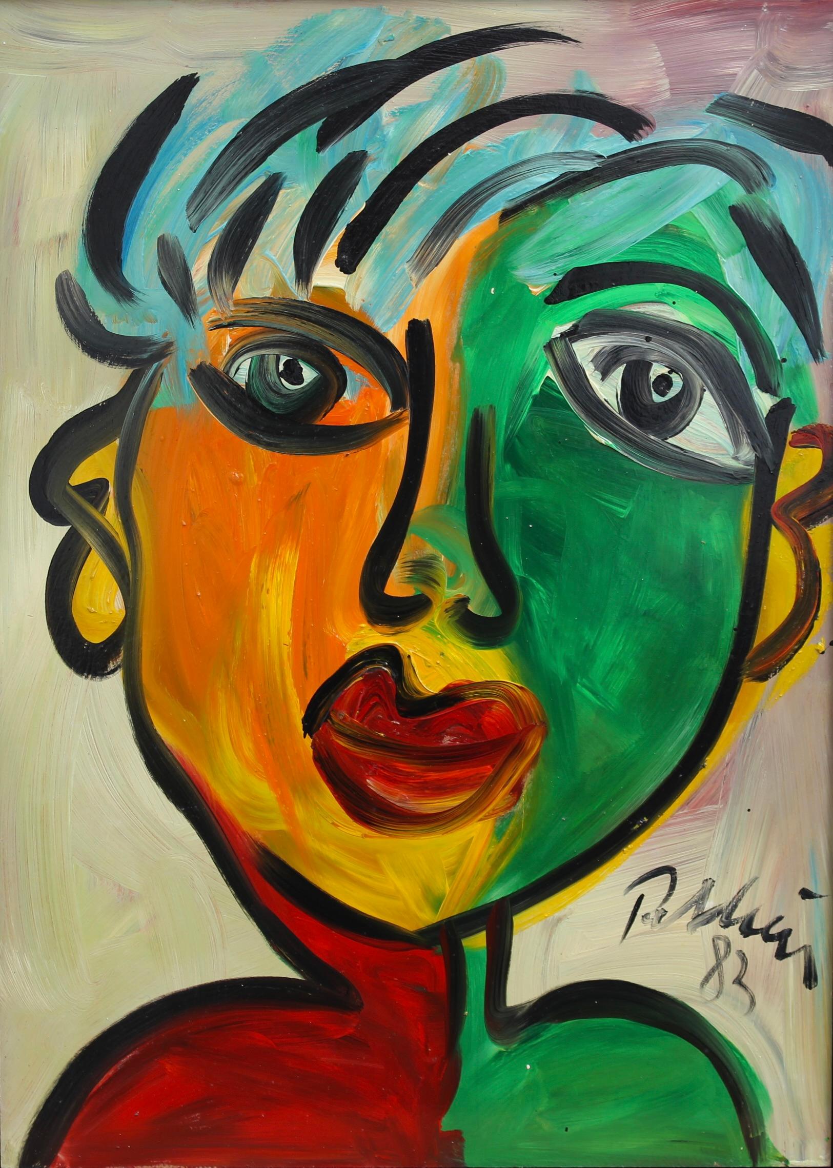 Peter Robert Keil Abstract Painting - Portrait of a Woman with Short Hair