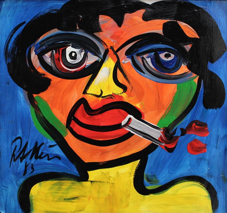 Portrait of Woman Smoking - Painting by Peter Robert Keil