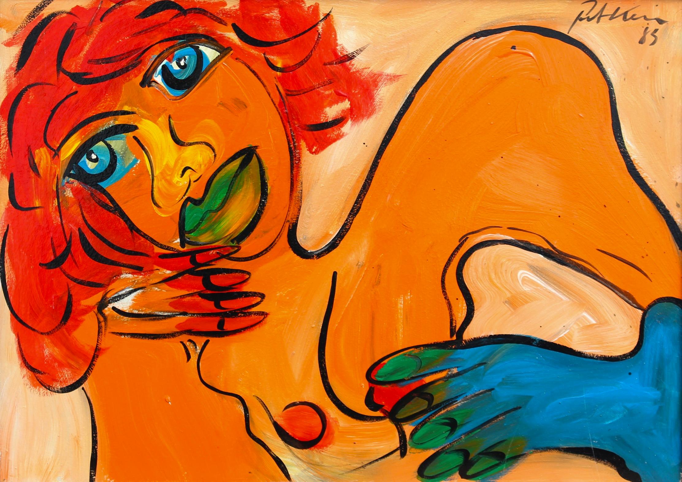Nude Painting Peter Robert Keil - Femme aux yeux bleus
