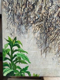 Painting Rural Landscape Trees Reflection Lake Water Blue Tree, Orange, Green