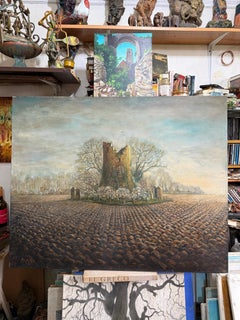 Surrealist Magical Canvas Landscape Acrylic Canvas Painting Trees Folly Field