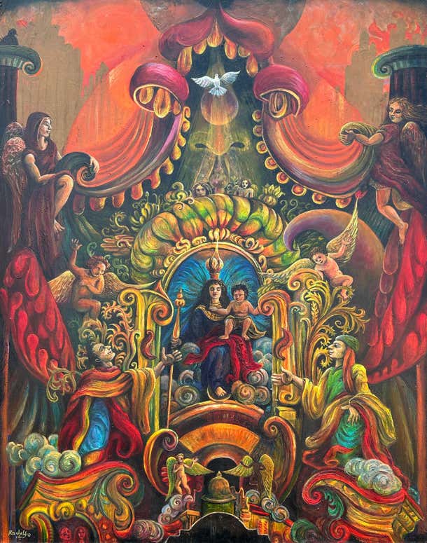 Peter Rodulfo - Surrealist Magical Oil Canvas Religious Angels Austrian ...