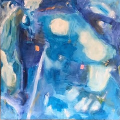 "Blue Abstract". Contemporary Welsh Abstarct Oil Painting