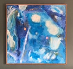 "Blue Abstract". Contemporary Welsh Abstarct Oil Painting