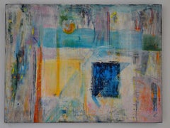 Blue Rectangle: Mixed Media Contemporary Painting by Peter Rossiter