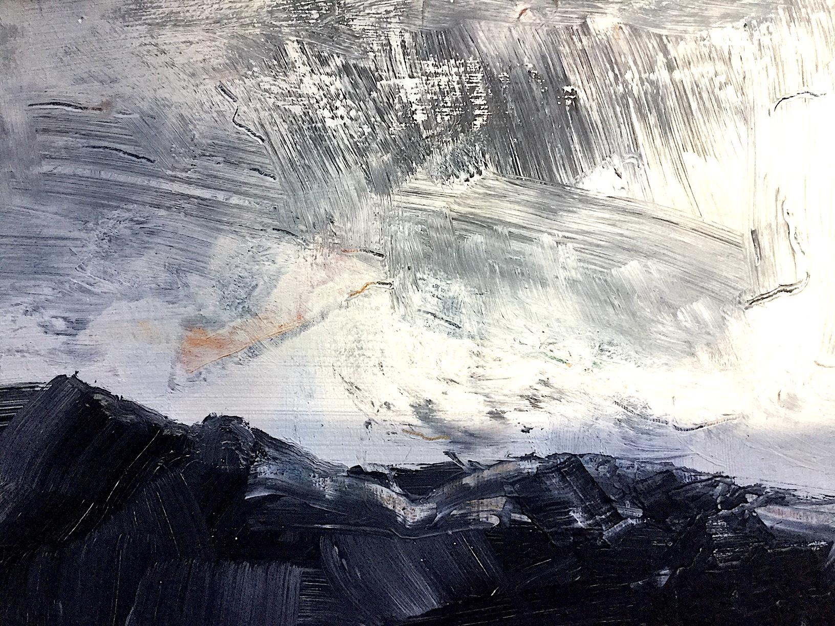 Im Valleyr Valley. Zeitgenössisches walisisches Landschaftsgemälde des abstrakten Expressionismus (Beige), Landscape Painting, von Peter Rossiter