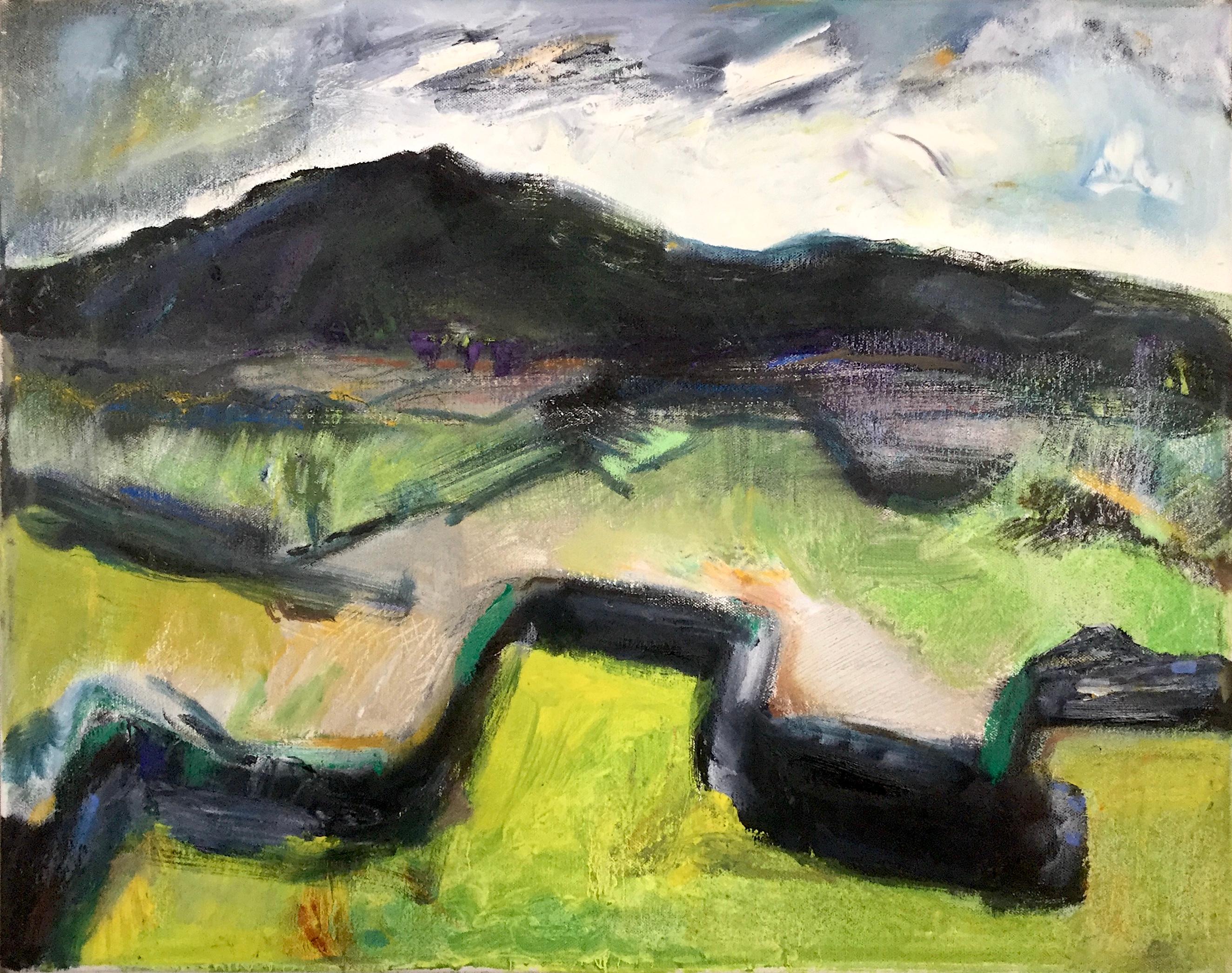 Walled Landscape. Contemporary welsh Abstract Expressionist Landscape Painting