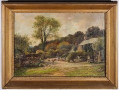 Peter S. Buchanan (fl. 1860-1911) - Framed Oil, Feeding the Chickens