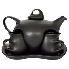 Vintage Peter Saenger Black Glazed Ceramic Teapot Set