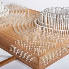 Nail Inlay Wall Piece No. 32 (katagami)  thermally modified ash, nails