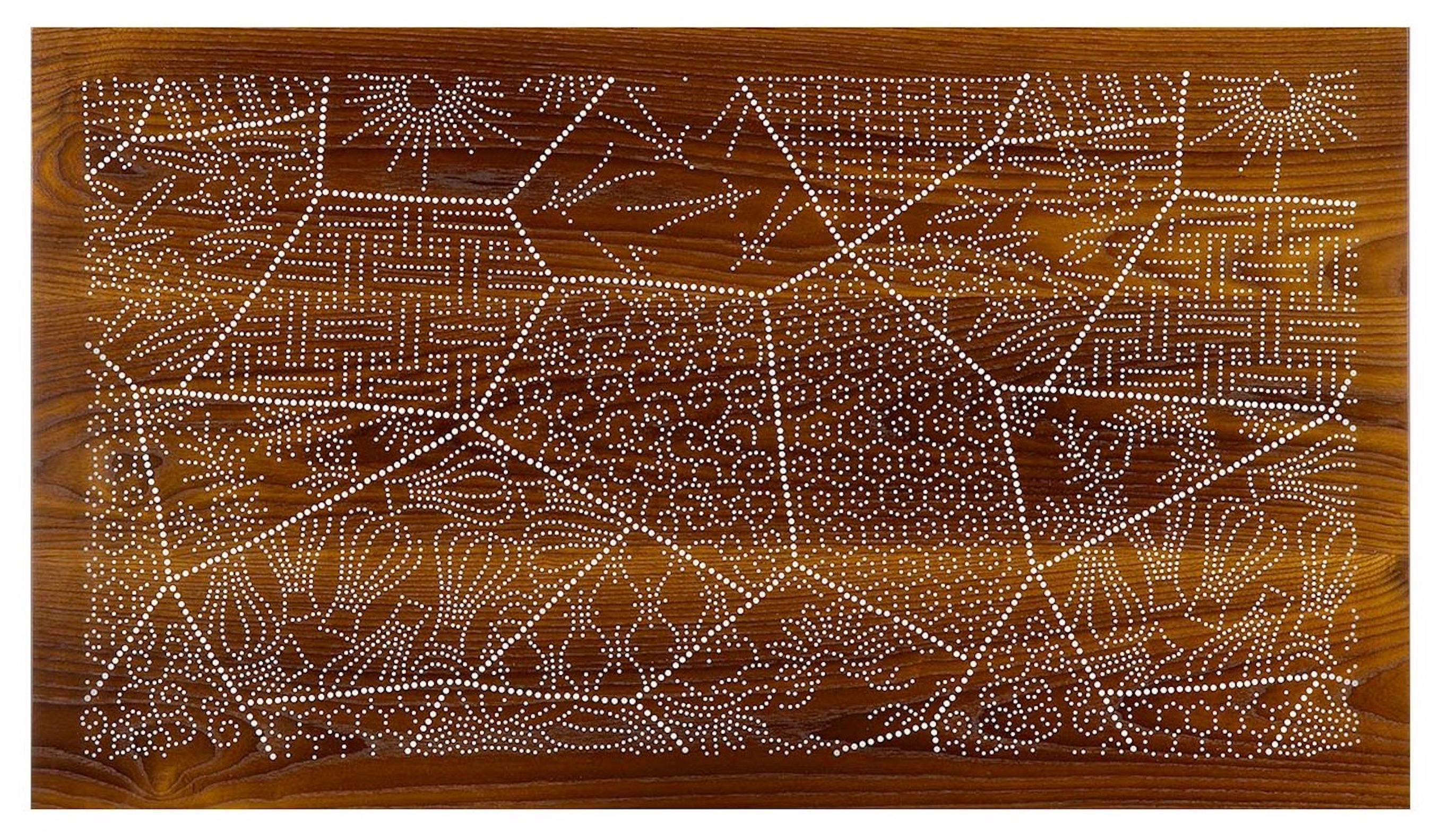 Nail Inlay Wall Piece No. 32 (katagami)  thermally modified ash, nails - Mixed Media Art by Peter Sandback