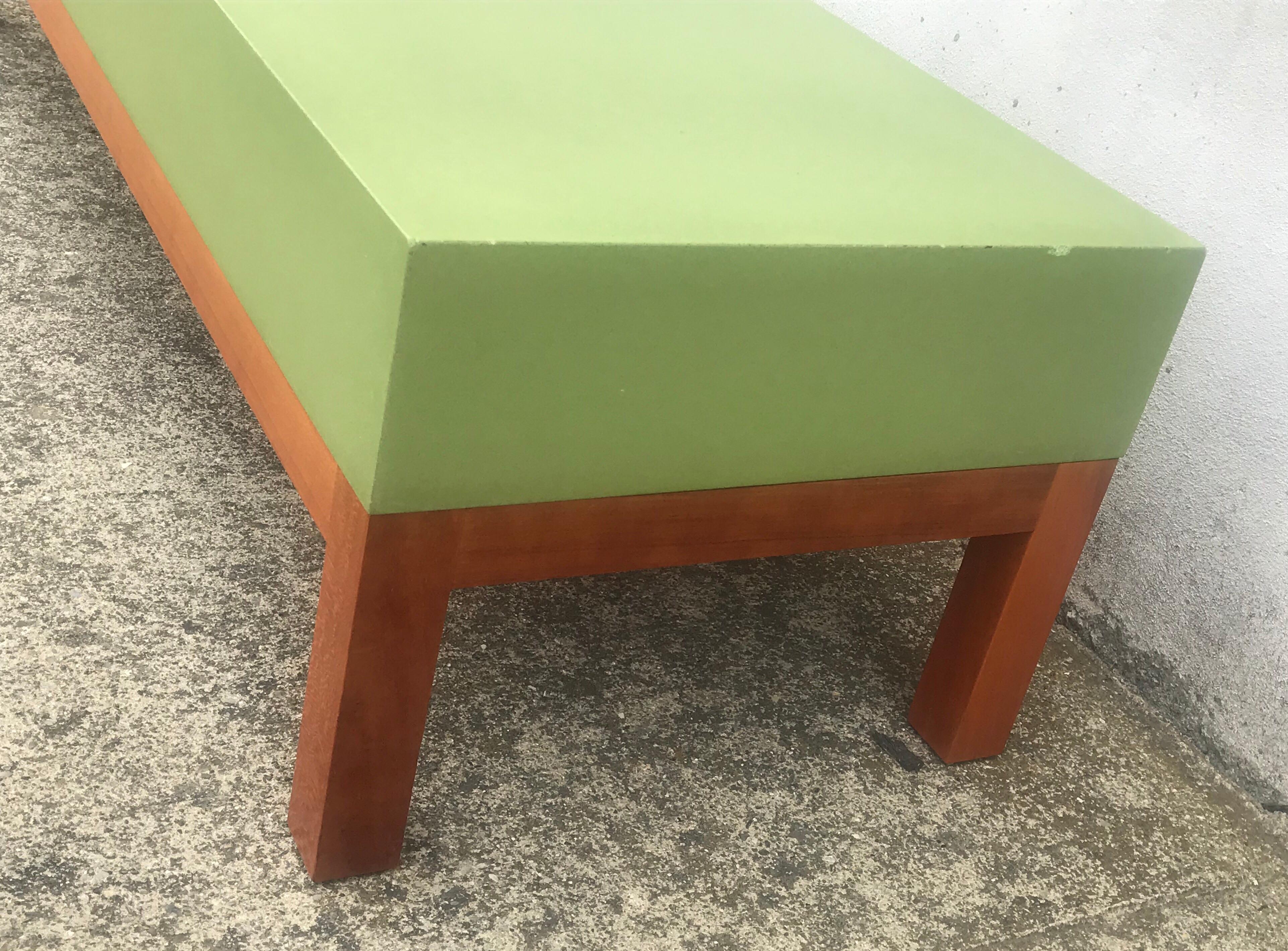 Modern Rectangular Vibrant Green Coffee Table by Peter Sandback, Ettore Sottsass Style For Sale