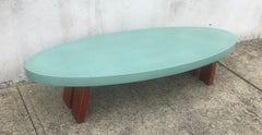 Turquoise Oval Coffee Table by Peter Sandback, Ettore Sottsass Style