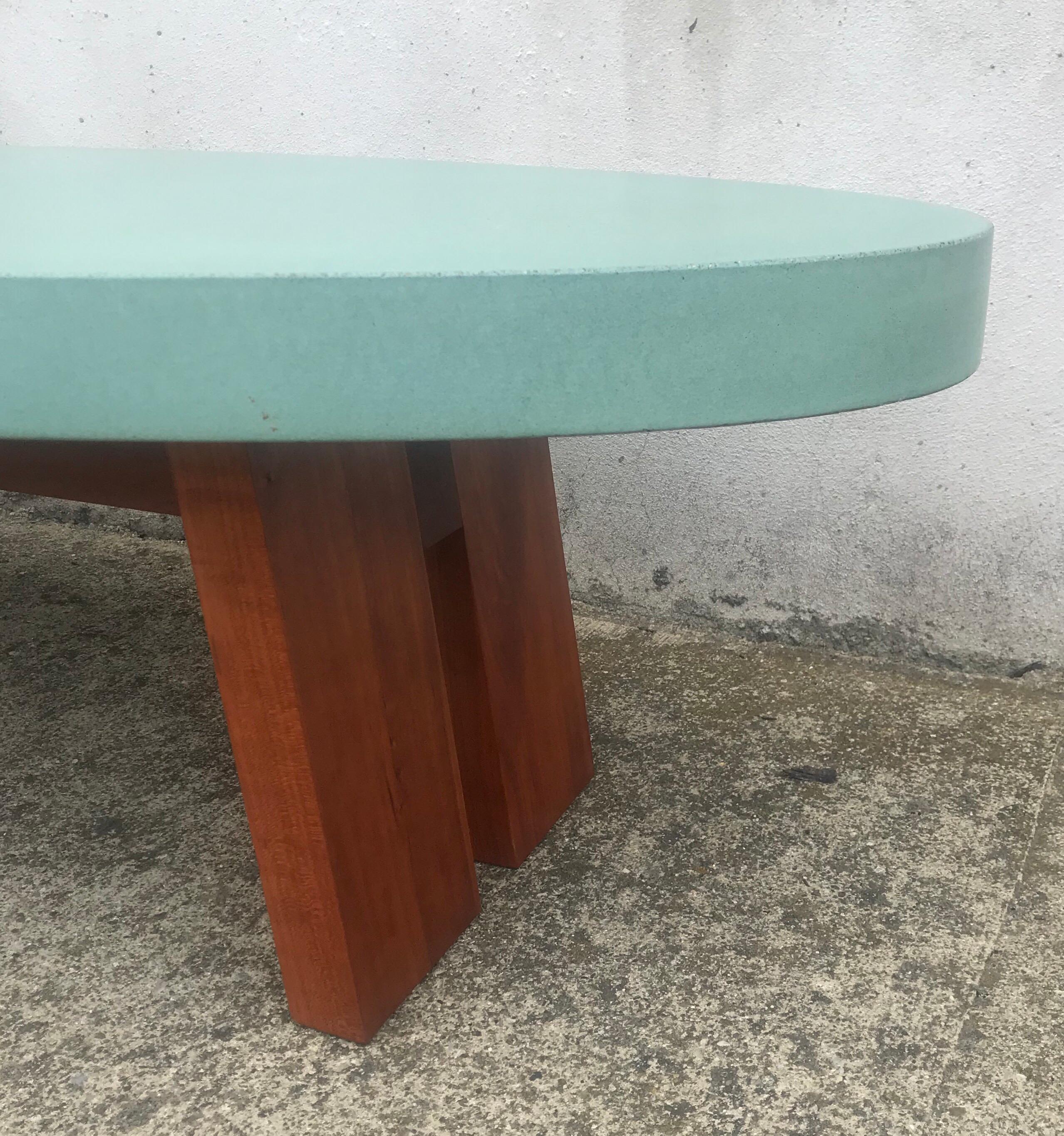 American Turquoise Oval Coffee Table by Peter Sandback, Ettore Sottsass Style