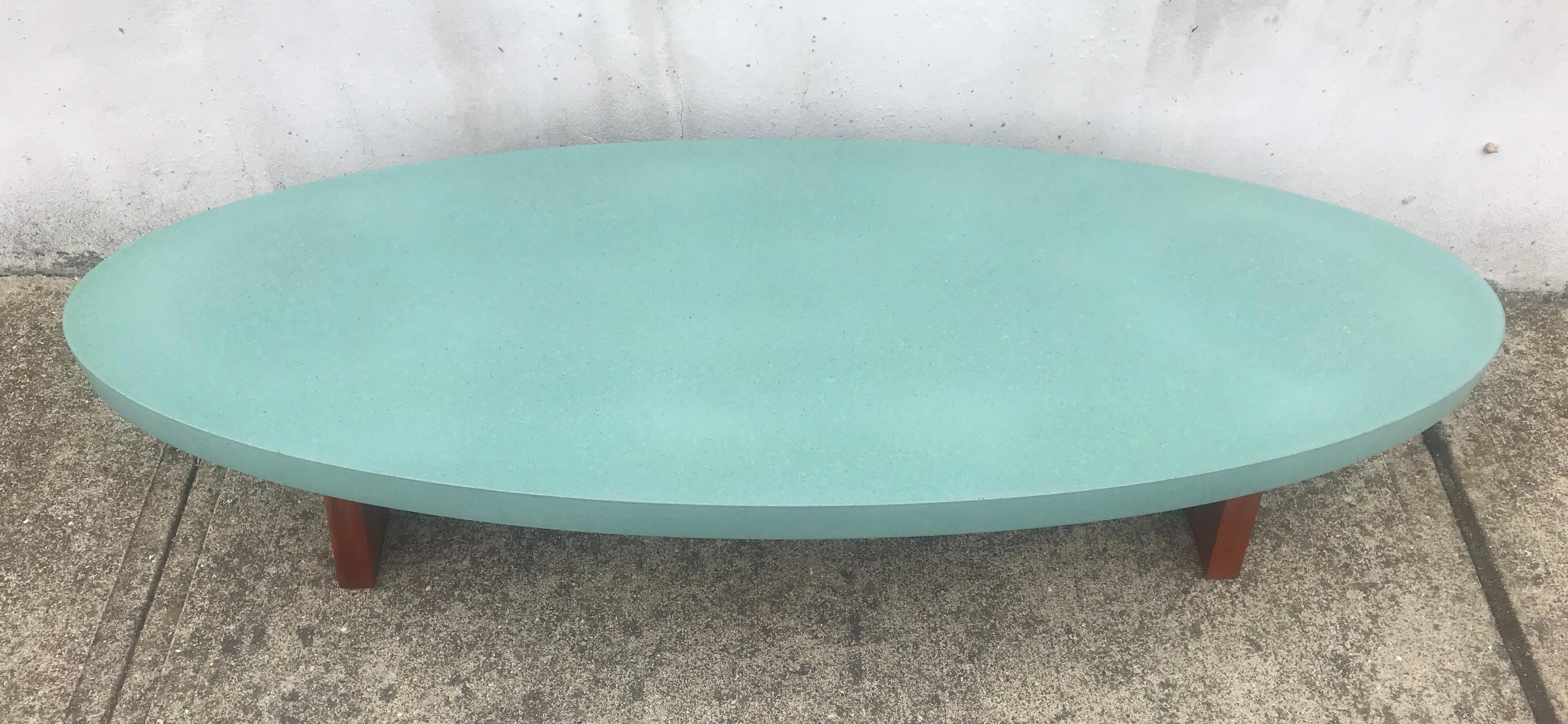 Contemporary Turquoise Oval Coffee Table by Peter Sandback, Ettore Sottsass Style