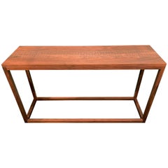 Peter Sandback Modernist Walnut Console with Geometric Nailwork Decoration