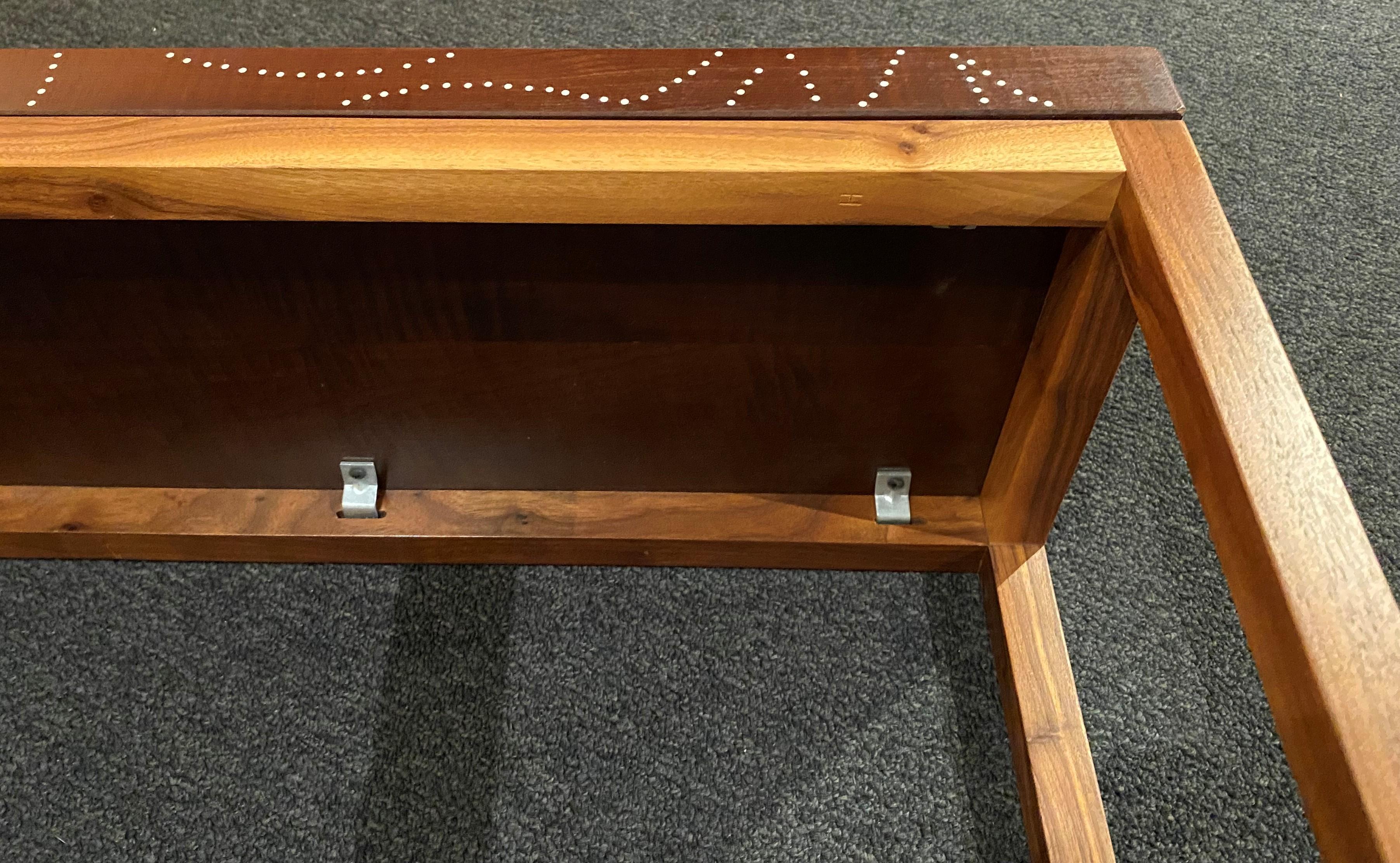 Peter Sandback Walnut & Maple Console Table with Foliate Aluminum Nail Design 4