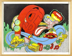 Peter Saul - Lithographie pop art satirique sur le Golden Gate Bridge, signée / non encadrée