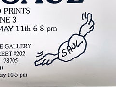 Peter Saul - Hand signed drawing on scarce early exhibition poster, Austin Texas