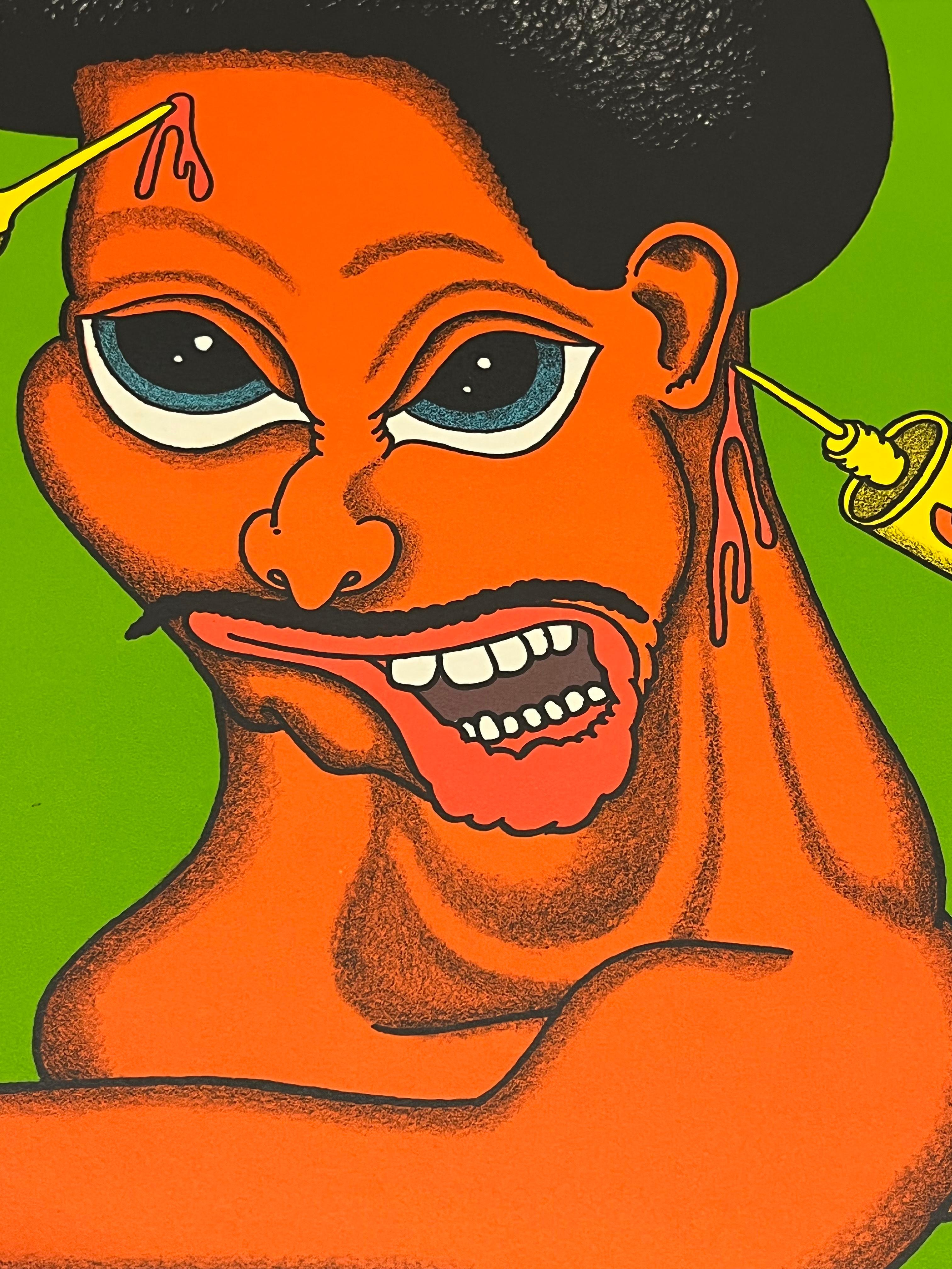 Signed Peter Saul print 1971 (Peter Saul Shicago Justus) For Sale 2