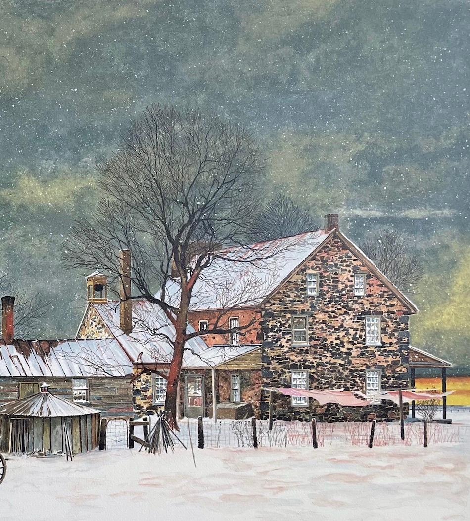 HEARTLAND es una litografía original, dibujada a mano y de edición limitada, de Peter Sculthorpe (Ontario, Canadá, 1948), impresa con técnicas litográficas manuales en papel Arches de archivo, 100% libre de ácido. El cielo gris oscuro y nevado