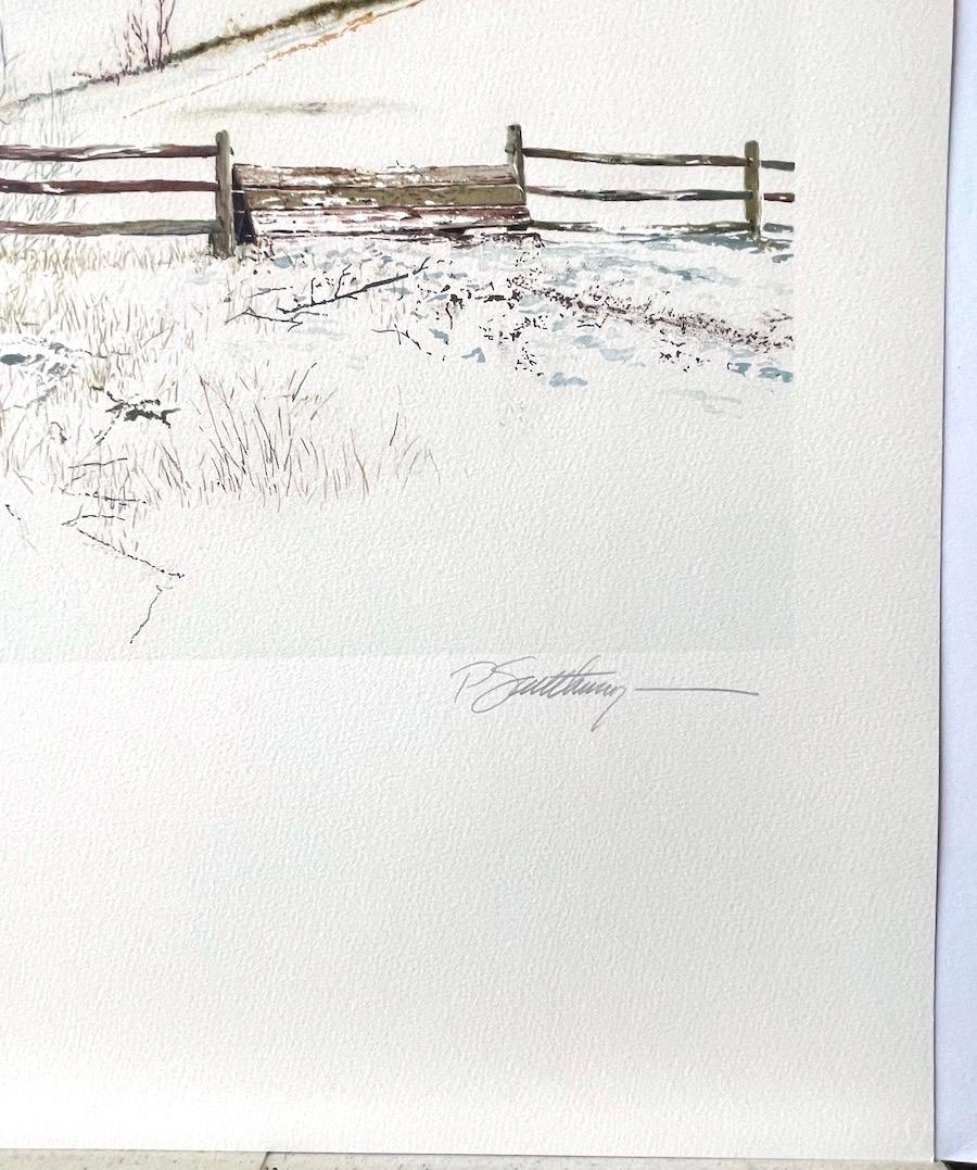 HILLTOPPER Litografía firmada, Paisaje invernal, Caballo, Equitación inglesa en venta 1