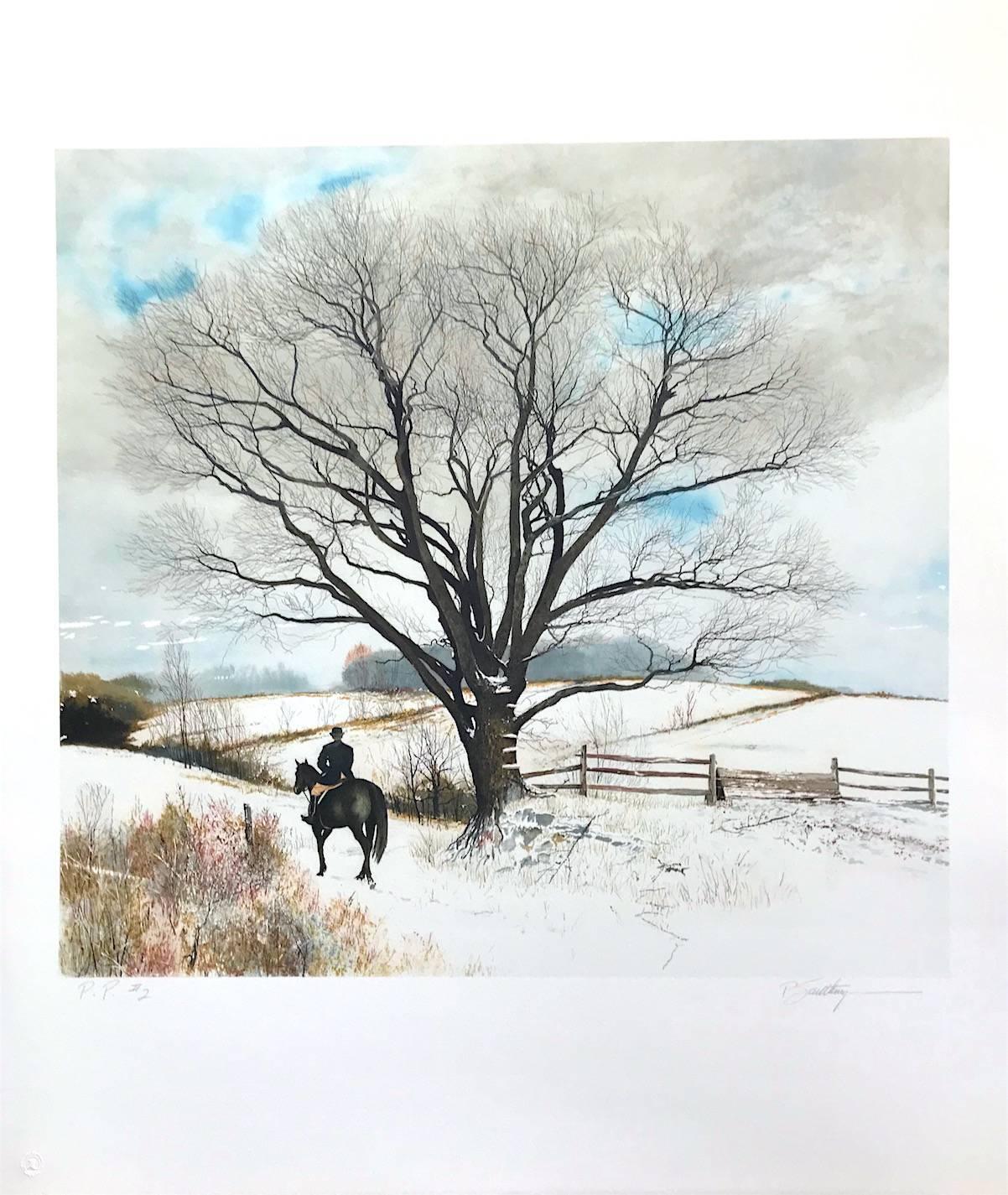 Hilltopper, Signed Limited Edition Lithograph, Equestrian English Riding - Print by Peter Sculthorpe