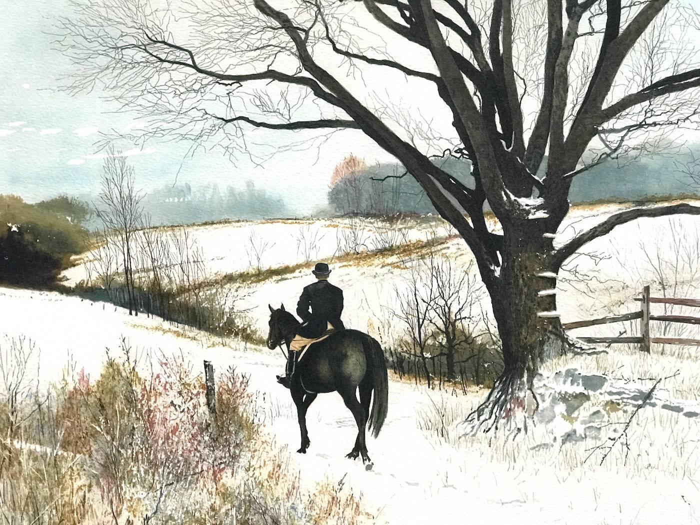 Hilltopper, Signed Limited Edition Lithograph, Equestrian English Riding - Realist Print by Peter Sculthorpe