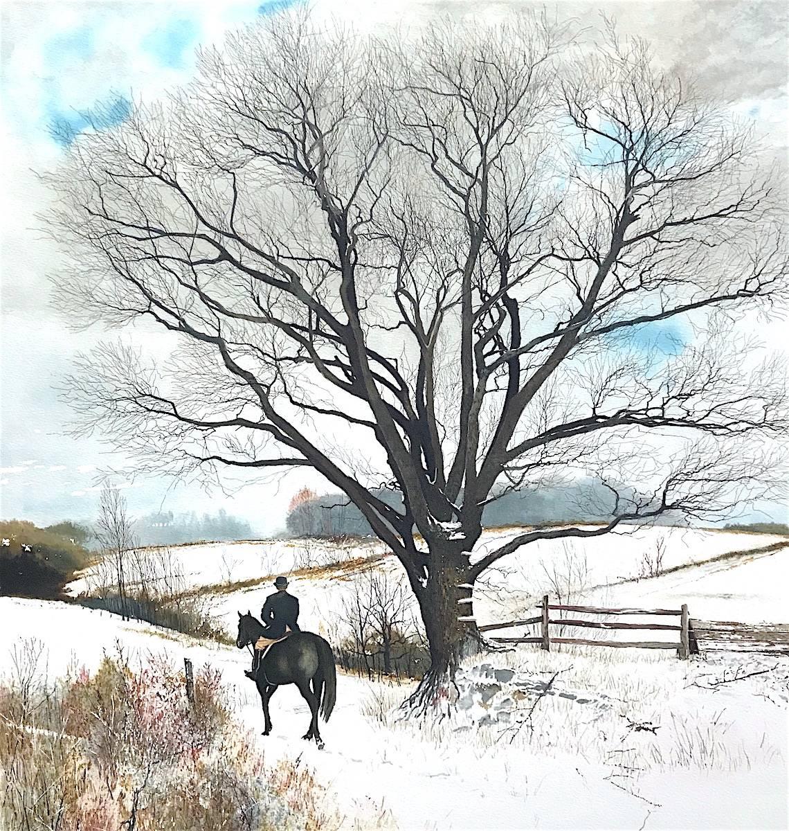 Peter Sculthorpe Landscape Print - Hilltopper, Signed Limited Edition Lithograph, Equestrian English Riding
