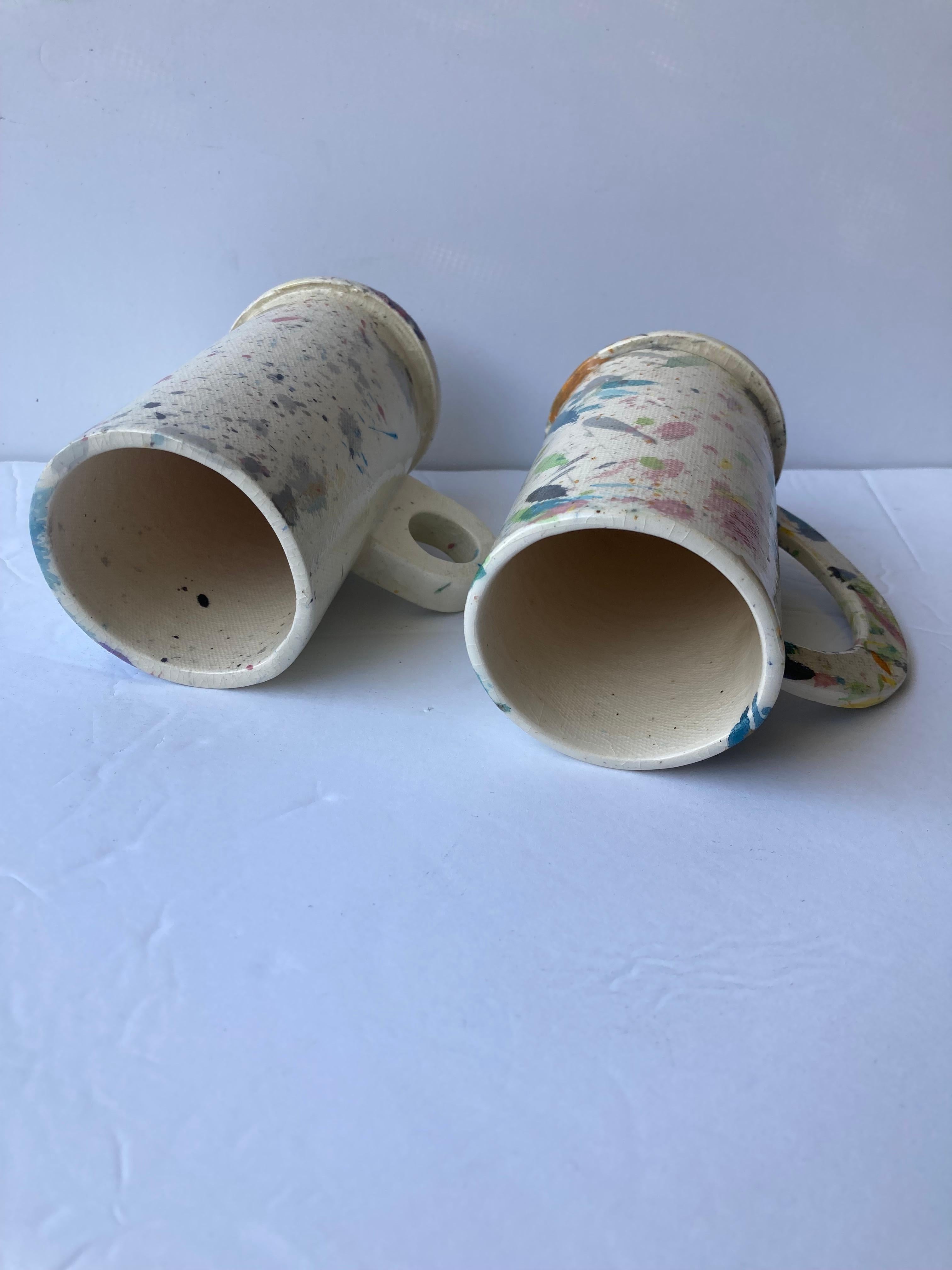 American Peter Shire, Abstract Cups, Ceramic /Pottery, Splatter EXP Signature, Pop Art For Sale