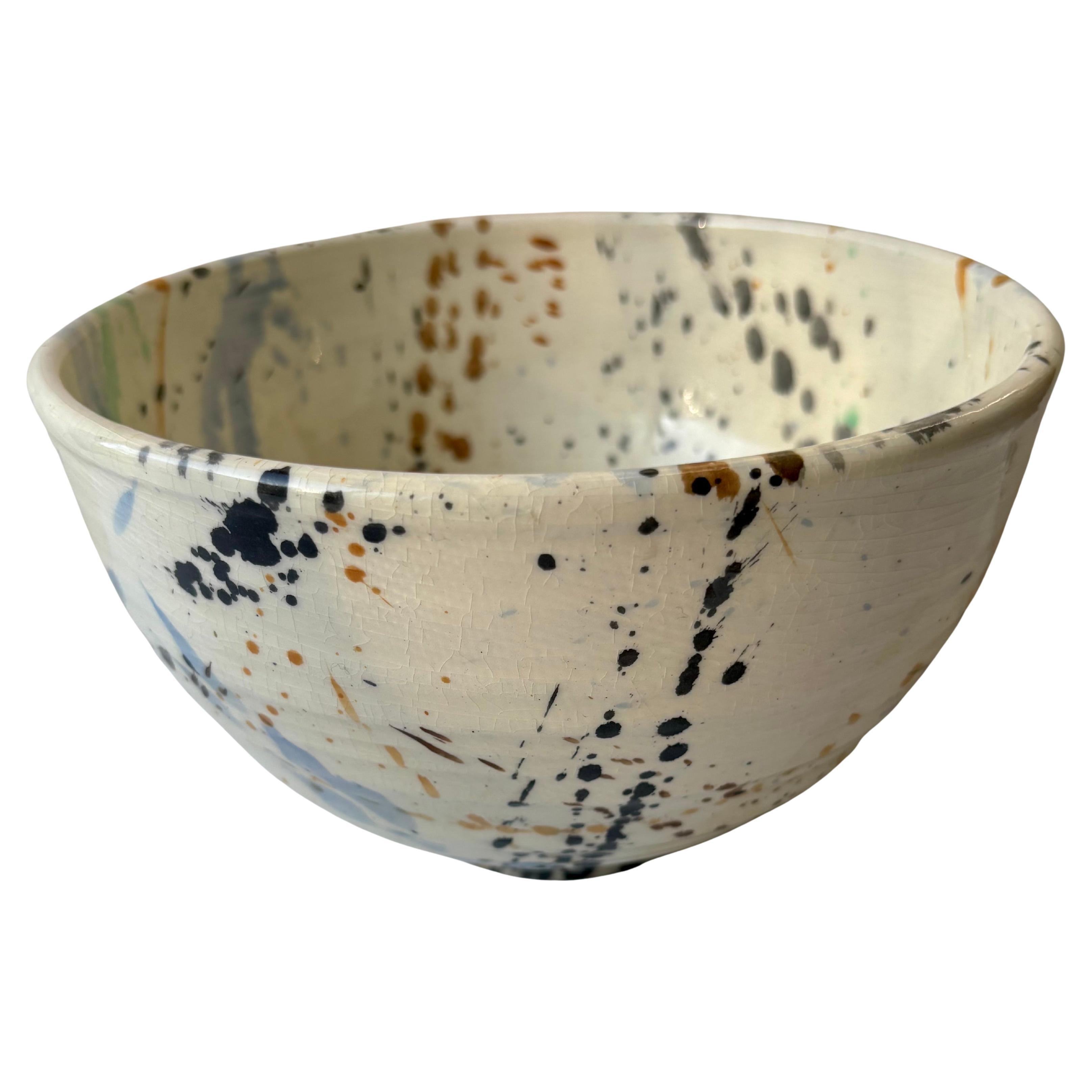 Peter Shire ceramic/pottery bowl, " Splatter" pattern / design , signed dated . For Sale