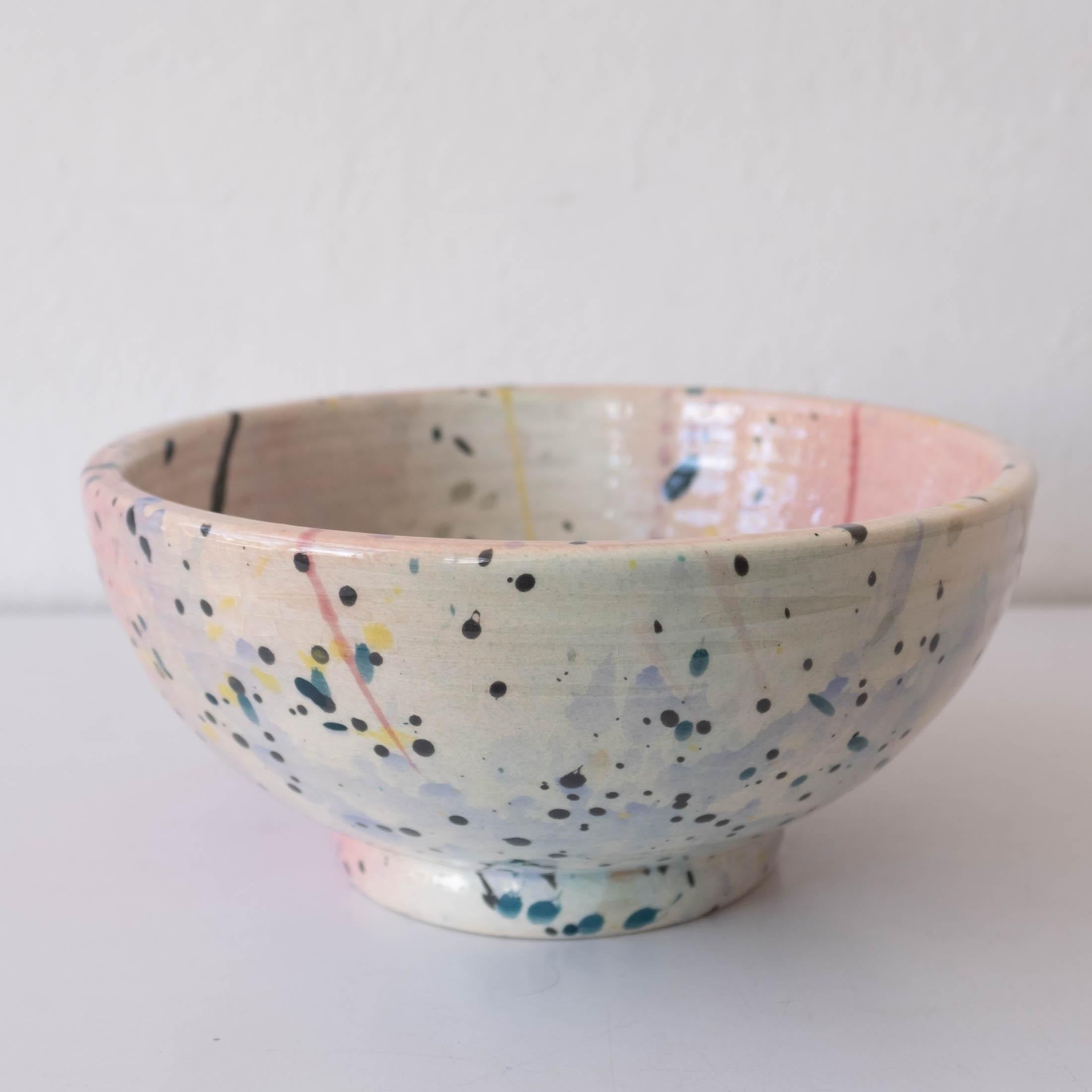 Splatter bowl for the Los Angeles County Museum of Art by Peter Shire, a Los Angeles-based artist and founding member of The Memphis Group. Signed and dated 1984.