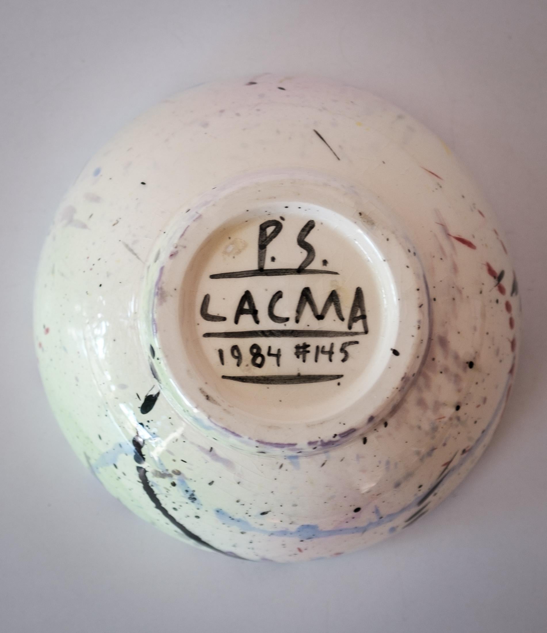 Post-Modern Peter Shire Ceramic Splatter Bowl for Los Angeles County Museum of Art, 1984