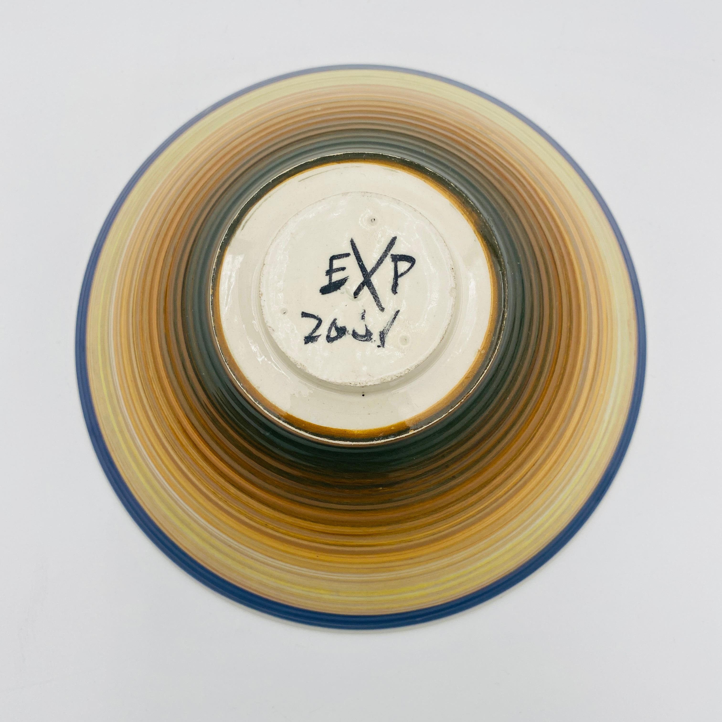Hand-Crafted Peter Shire Echo X Park Ceramic Pottery Bowl Signed EXP 2001 For Sale