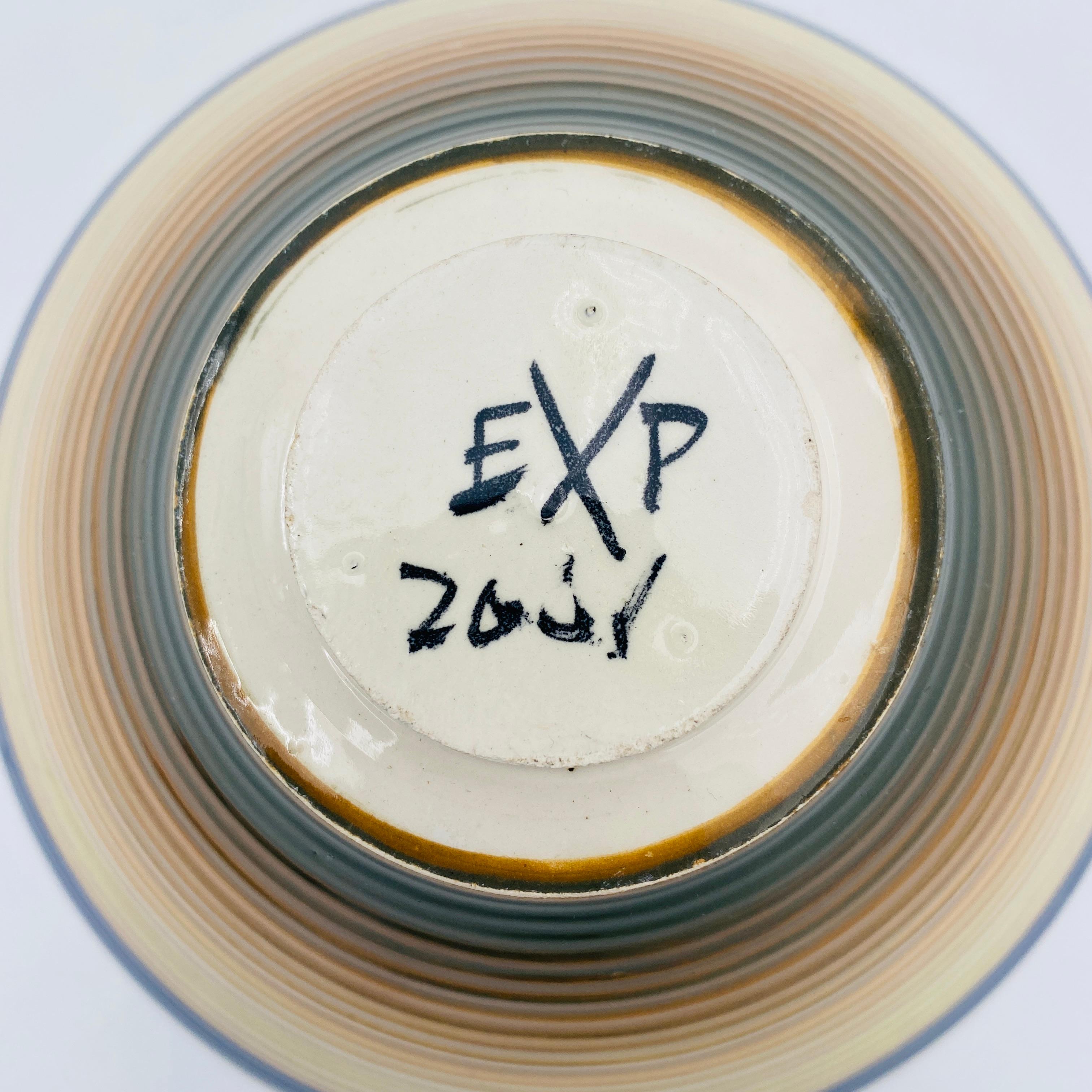 Peter Shire Echo X Park Ceramic Pottery Bowl Signed EXP 2001 In Good Condition For Sale In San Juan Capistrano, CA
