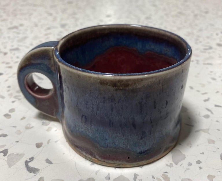 Post-Modern Peter Shire Exp Signed Ceramic California Studio Pottery Glazed Cup, 1979 For Sale