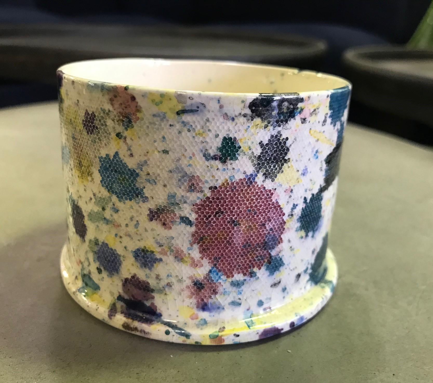 American Peter Shire EXP Signed Ceramic Pottery Splatter Mug Cup Sculpture, Dated 1979